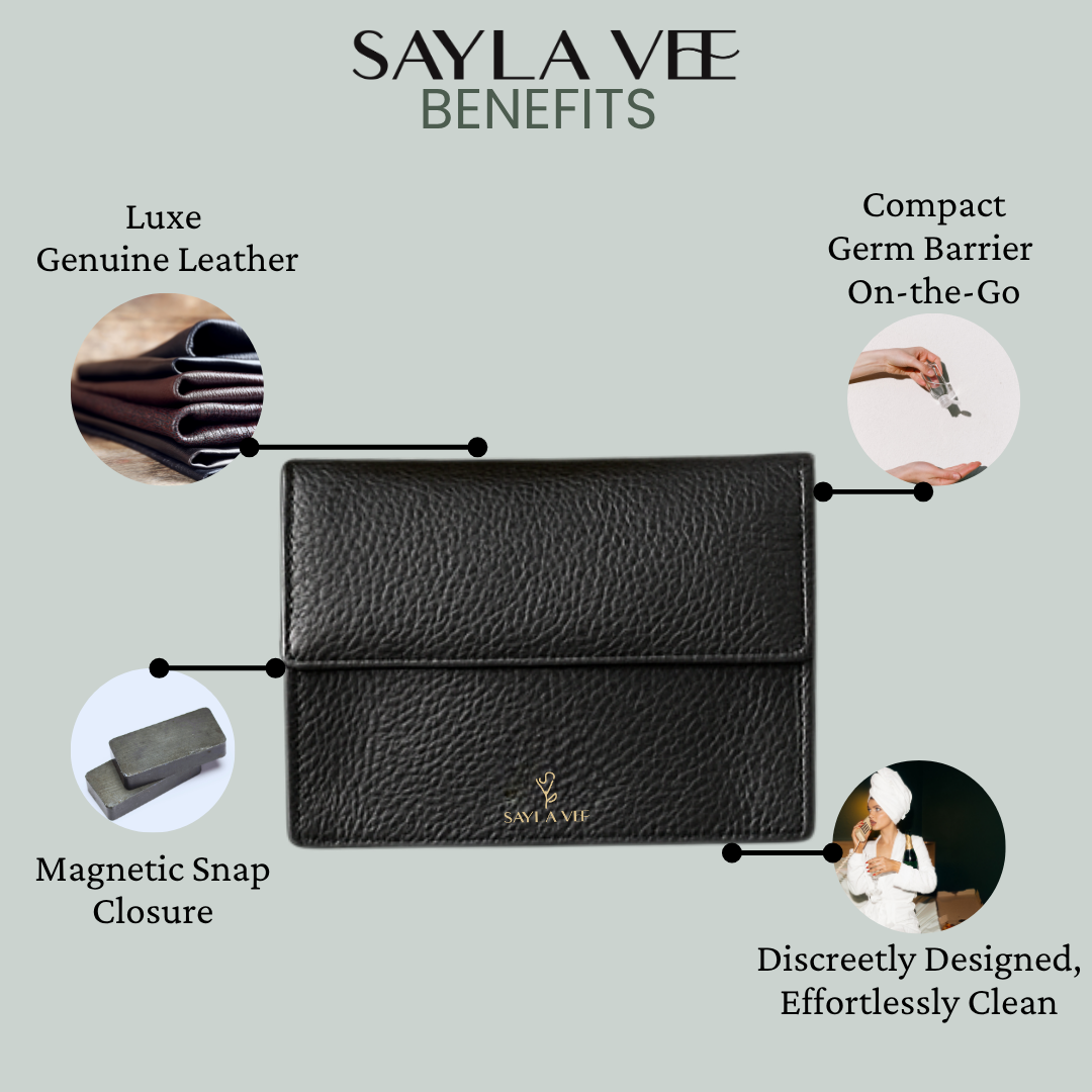 Luxe Travel Hygiene Wallet | Carries Wipes & Covers | Magnetic Closure | Genuine Leather | Refillable | Compact