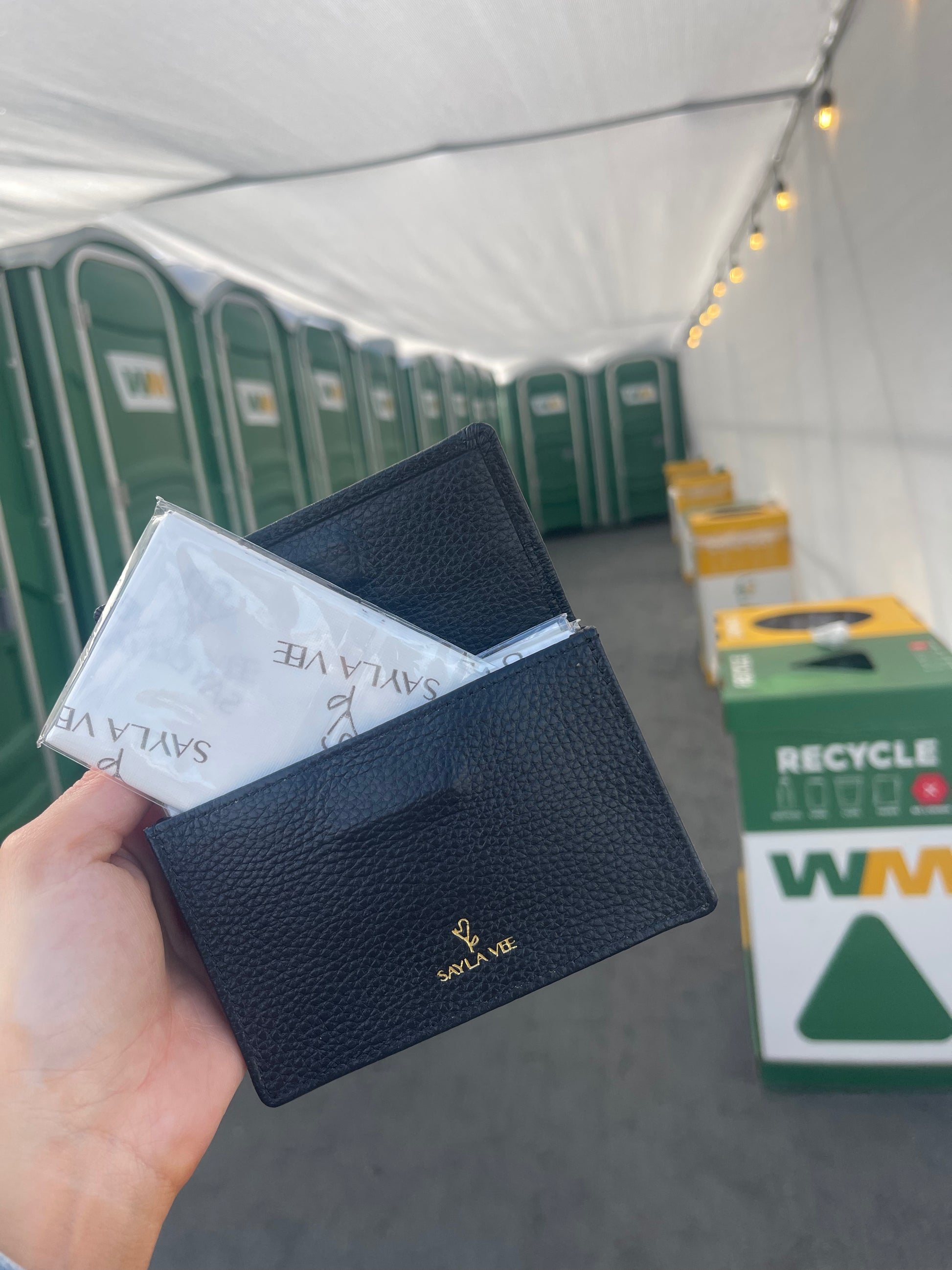 Mini leather travel clutch for flushable hygiene essentials - fits in small bags or pockets