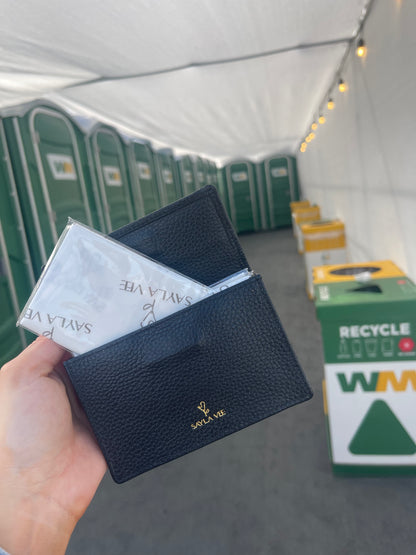 Mini leather travel clutch for flushable hygiene essentials - fits in small bags or pockets